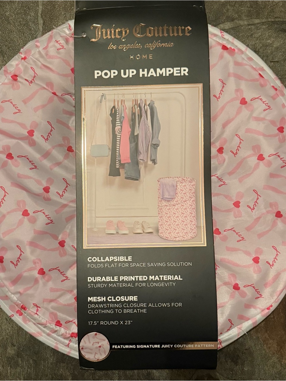 Juicy Couture Pink Patterned Pop Up Hamper